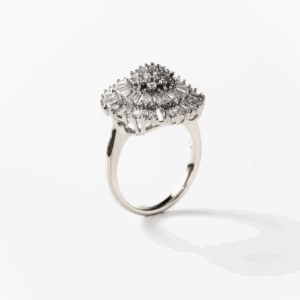 Bague vintage lumineuse en métal rhodié CHOGAN