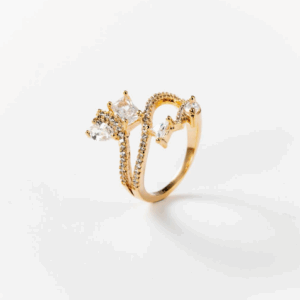 Bague entrelacement brillant plaquée or 24 carats CHOGAN