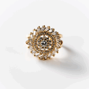 Bague tourbillon brillant plaquée or 24 carats CHOGAN