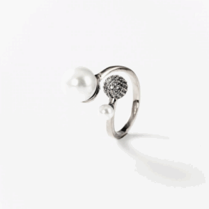 Bague jeu de perles en métal rhodié CHOGAN