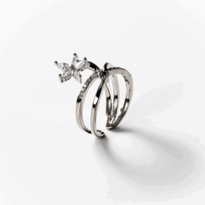 Bague fleur d'étoiles en métal rhodié CHOGAN