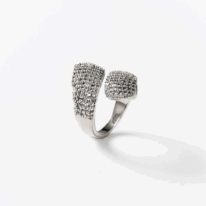 Bague embrassement lumineux en métal rhodié CHOGAN