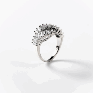 Bague éventail de lumière en métal rhodié CHOGAN