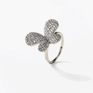 Bague papillon en métal rhodié CHOGAN