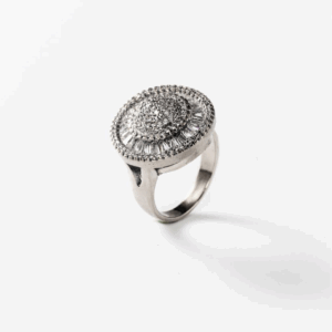 Bague vintage brillante en métal rhodié CHOGAN