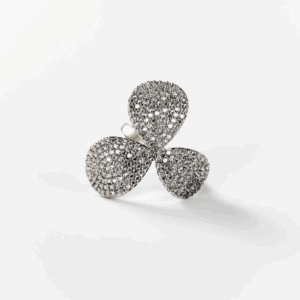 Bague trèfle brillant en métal rhodié CHOGAN