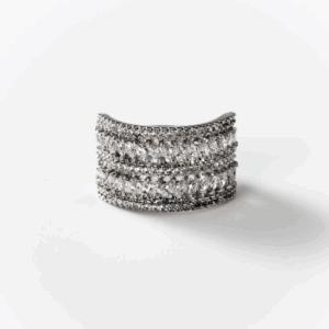 Bague voie lactée en acier rhodié CHOGAN