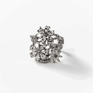 Bague bouquet en acier rhodié CHOGAN
