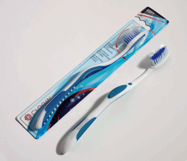 BROSSE À DENTS -SOIES SOUPLES (BLANC-BLUE) CHOGAN