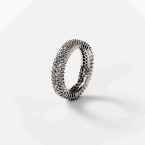 Bague cercles de lumière en métal rhodié CHOGAN