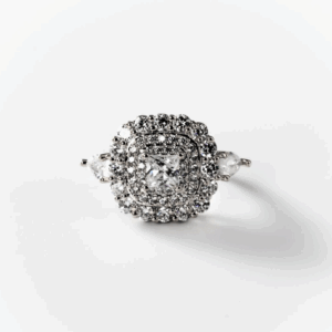 Bague carré de lumière en métal rhodié CHOGAN