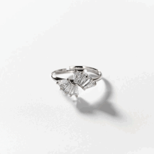 Bague petits éventails brillants en métal rhodié CHOGAN
